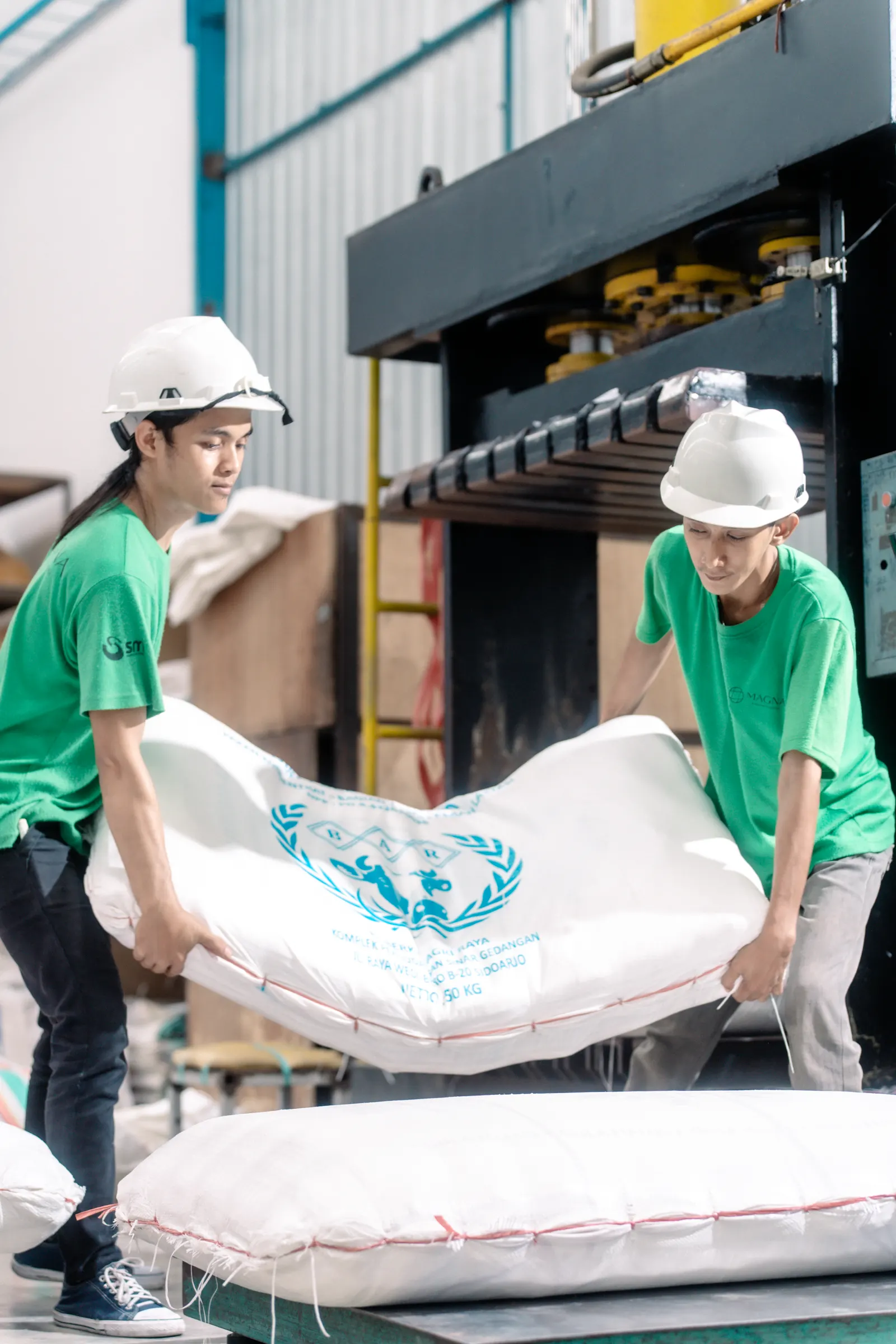 Packed woven sacks prepared for shipment